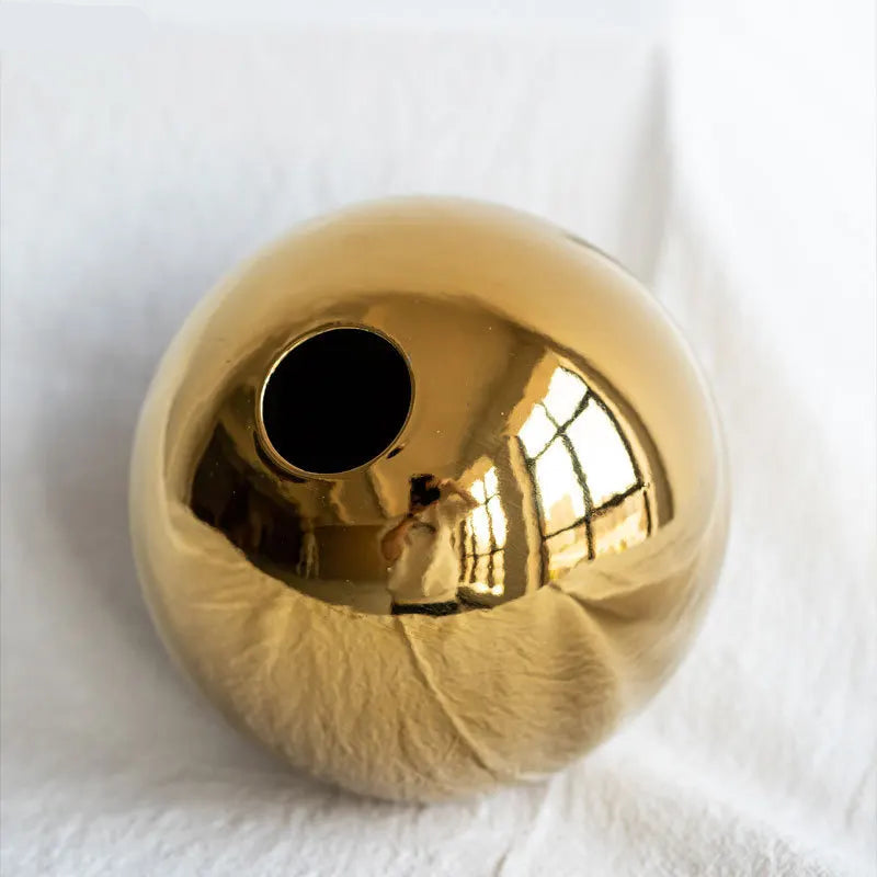 Midas Touch Orb - Golden Ball Ceramic Vase