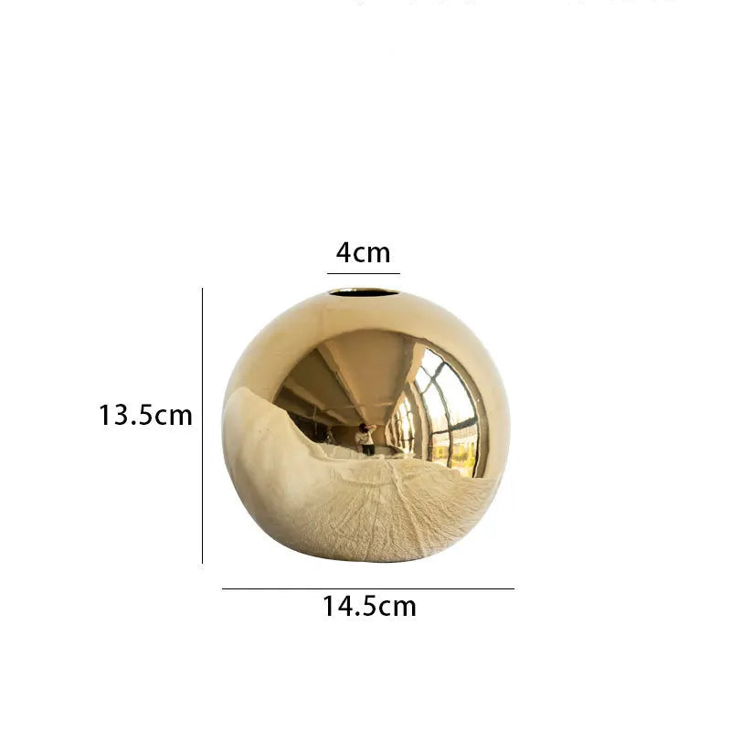 Midas Touch Orb - Golden Ball Ceramic Vase