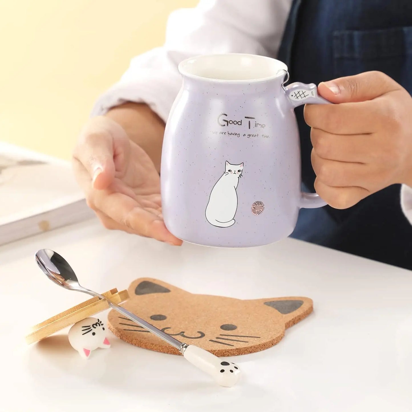 KittyWhisker Brew - Cute Cat Ceramic Kawaii Tea Cup