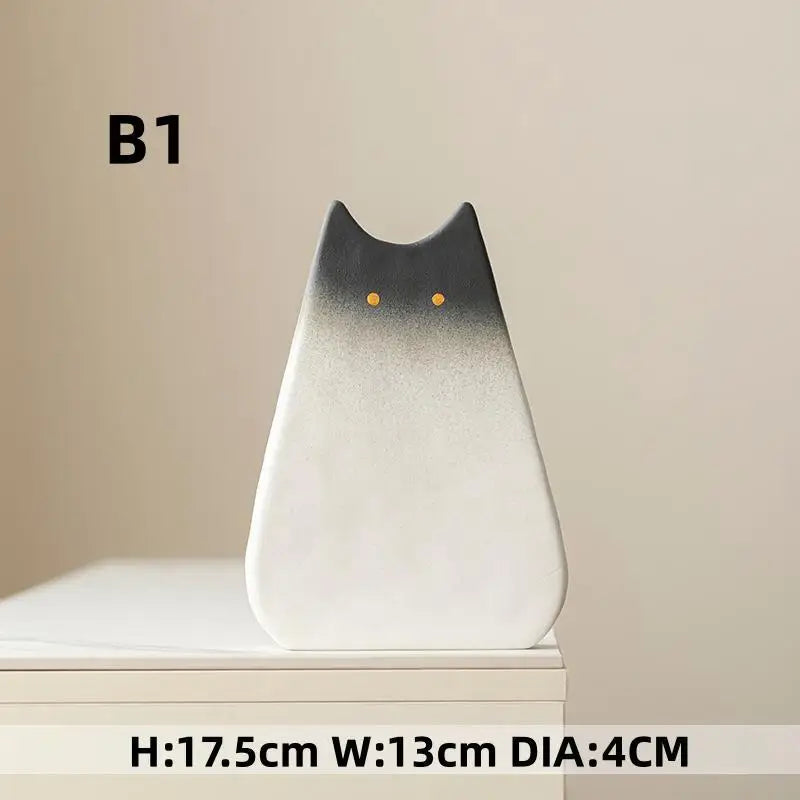 WhiskerBloom Vase - Cute cat-like ceramic vase, Nordic style, decoration flower arrangement