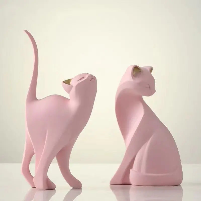 Purrfect Pair Sculpture - Resin Couples Cat Statues for Home Decorations