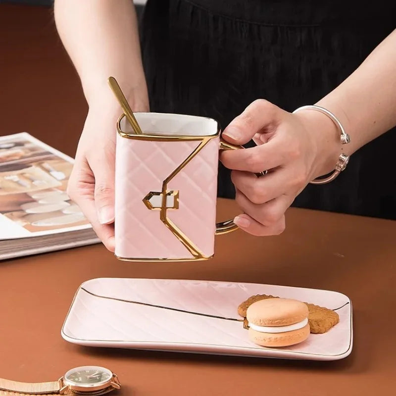 Purse & Pour Mug - Porcelain Handbag Cups and Saucer Set