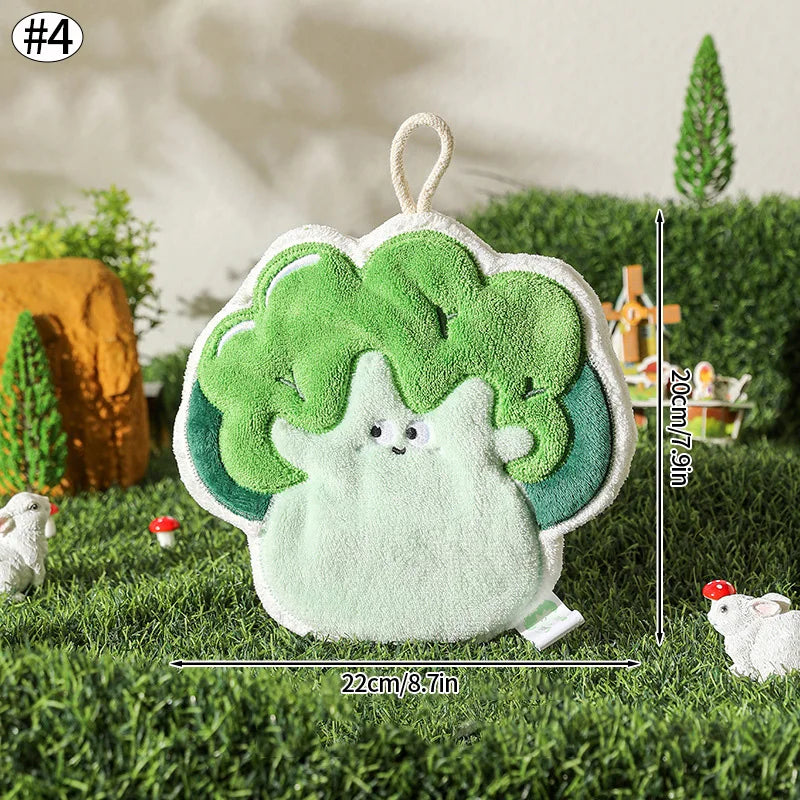 HarvestHug Towels - Cute Hand Towel Cartoon Wipe Handkerchief Rag Vegetable Shape Towels for Kitchen Bathroom, KidsHanging Towel Soft Dish cloth