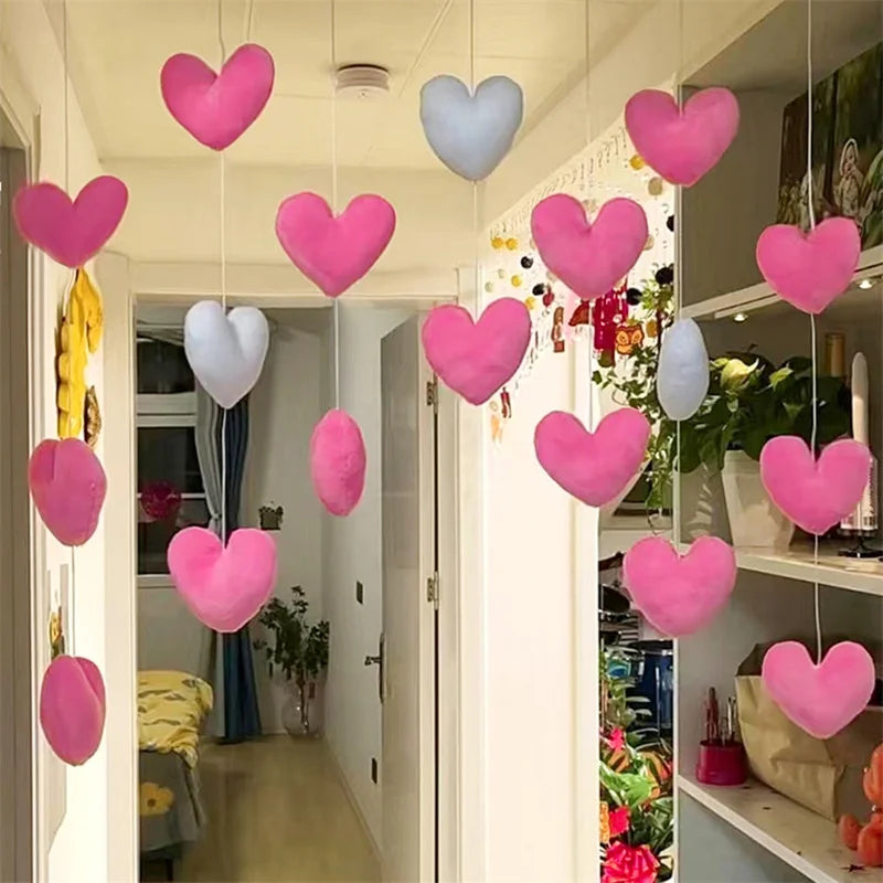Cupid’s Tassel Twinkle - Girls' Pink Heart Shaped Curtain
