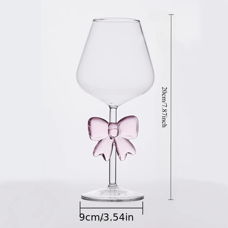Rosé Ribbon Glass - Pink Bow Glass Goblet Heat-resistant