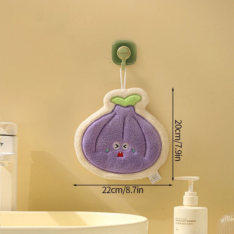 HarvestHug Towels - Cute Hand Towel Cartoon Wipe Handkerchief Rag Vegetable Shape Towels for Kitchen Bathroom, KidsHanging Towel Soft Dish cloth