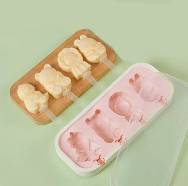 PopsiclePal Set - Popsicles Molds Kids, Baby, Cute Shapes Silicone Mini Popsicle Molds BPA Free Reusable Ice Cream Mold Popsicle Maker Set