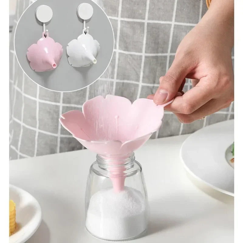 CherryPetal Pour - 2Pcs/Set Cherry Blossom Style Funnels, Good for Home use, Olive Oil, Condiments Liquid, Powder Dispenser, Kitchen Use