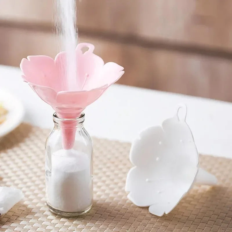 CherryPetal Pour - 2Pcs/Set Cherry Blossom Style Funnels, Good for Home use, Olive Oil, Condiments Liquid, Powder Dispenser, Kitchen Use
