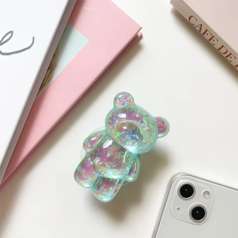 Glitter Gummy - 3D Glitter Bear Cell Phone Holder Bracket Universal Cute Finger Ring holder