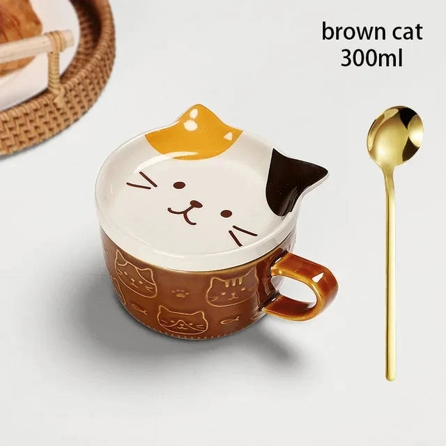 KittyWhisker Brew Bowl - Japanese Cartoon Cat Small Dish combo dish set