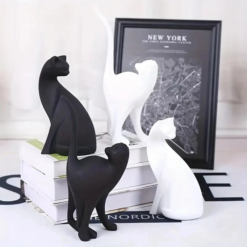 Purrfect Pair Sculpture - Resin Couples Cat Statues for Home Decorations
