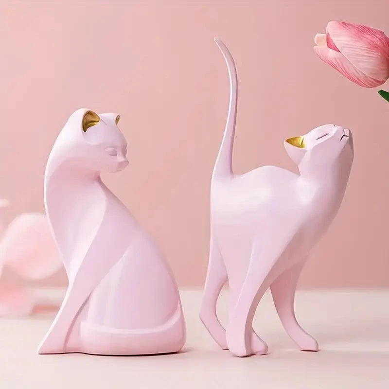 Purrfect Pair Sculpture - Resin Couples Cat Statues for Home Decorations