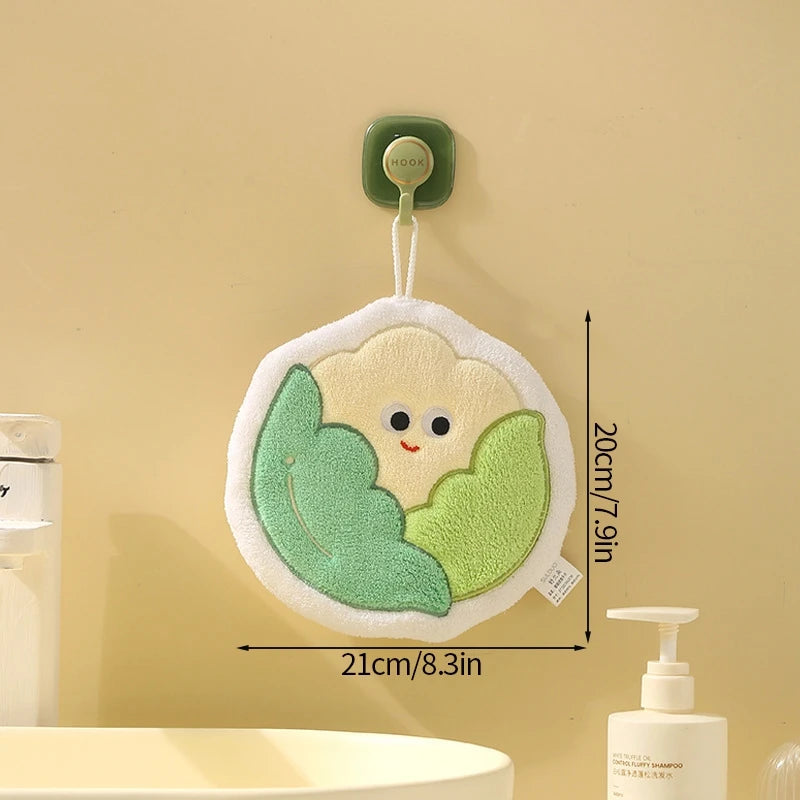 HarvestHug Towels - Cute Hand Towel Cartoon Wipe Handkerchief Rag Vegetable Shape Towels for Kitchen Bathroom, KidsHanging Towel Soft Dish cloth