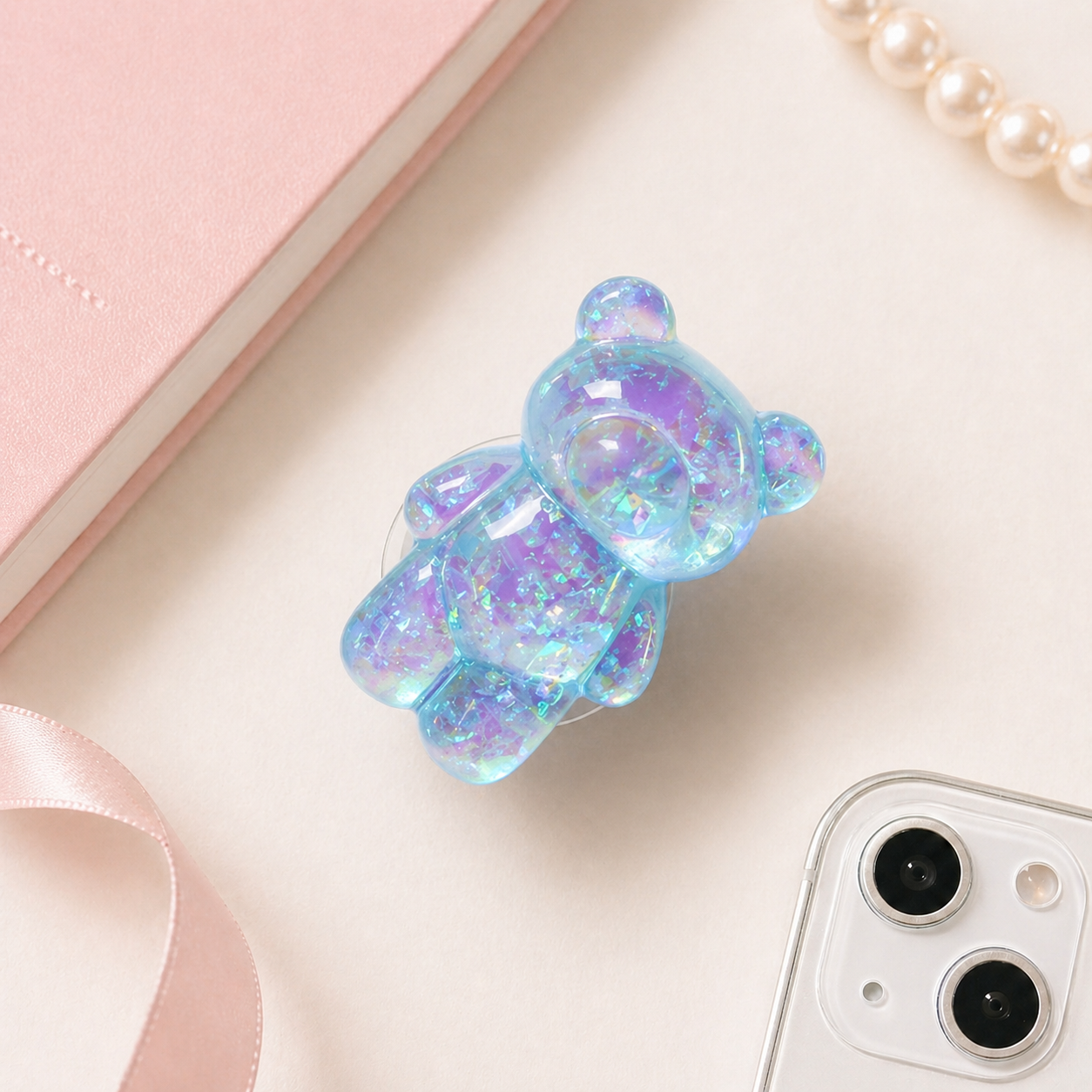 Glitter Gummy - 3D Glitter Bear Cell Phone Holder Bracket Universal Finger Ring holder