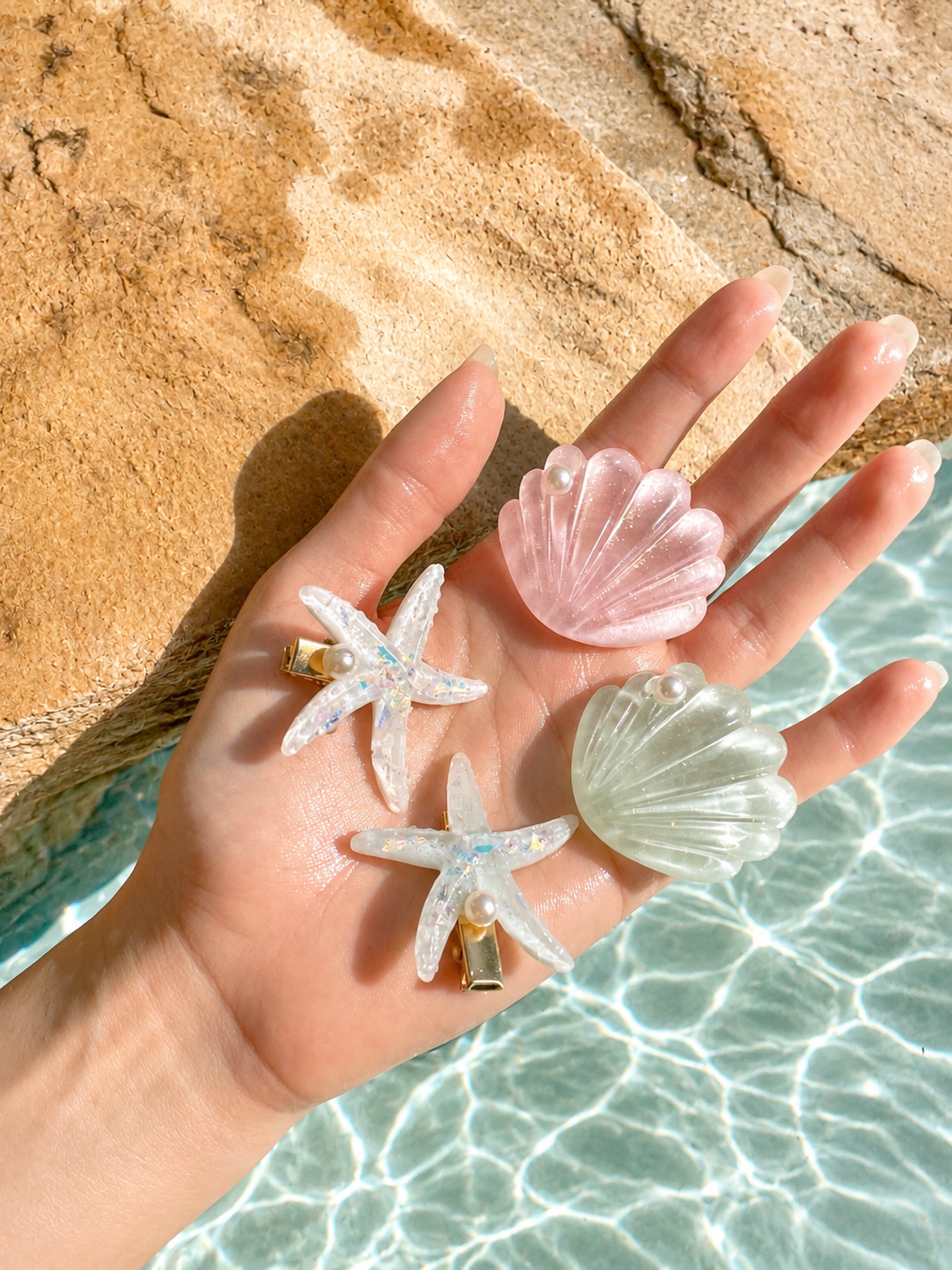 StarTide Hair Clips – Water-Resistant Seashell Starfish Barrettes