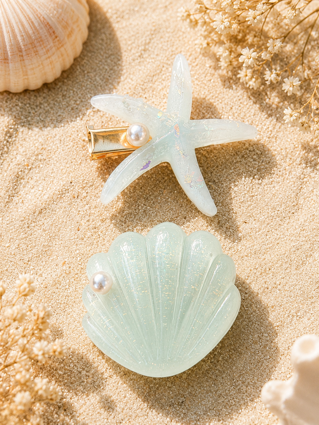 StarTide Hair Clips – Water-Resistant Seashell Starfish Barrettes