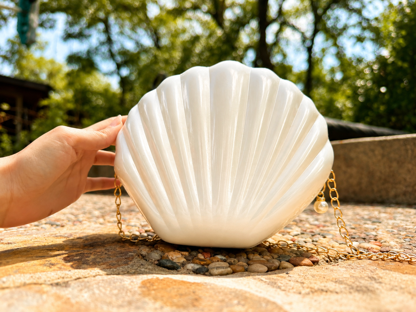 PearlTide Shell Purse – Hard Shell Crossbody Shoulder Bag Water Resistant