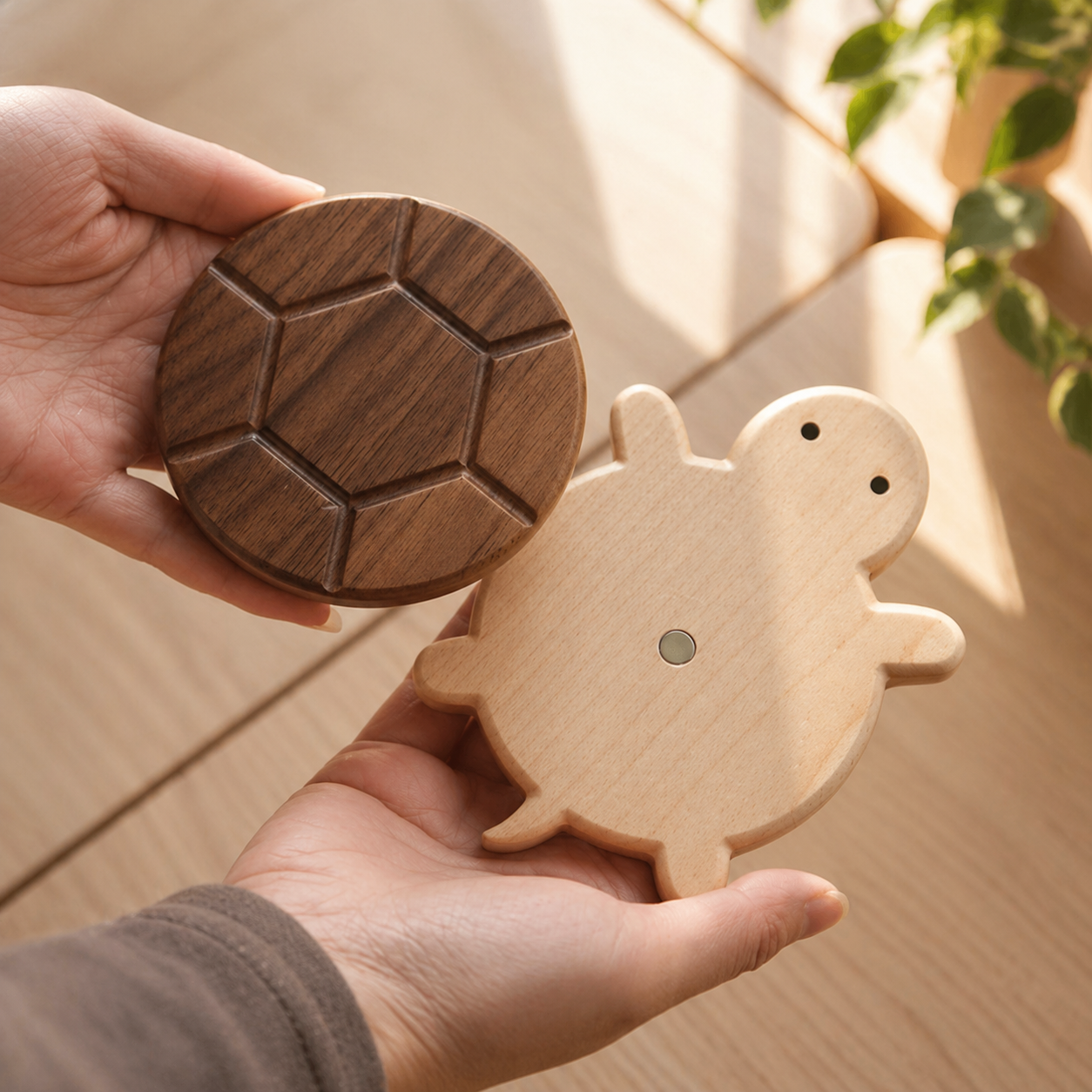 Woodland Shell Coaster - Cute Shape Black Walnut Solid Wood Turtle Coaster, Tableware Anti-scald