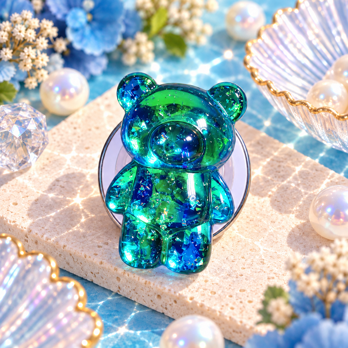 Glitter Gummy – Magnetic 3D Bear Phone Grip Stand