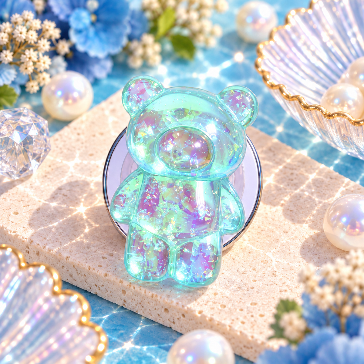 Glitter Gummy – Magnetic 3D Bear Phone Grip Stand