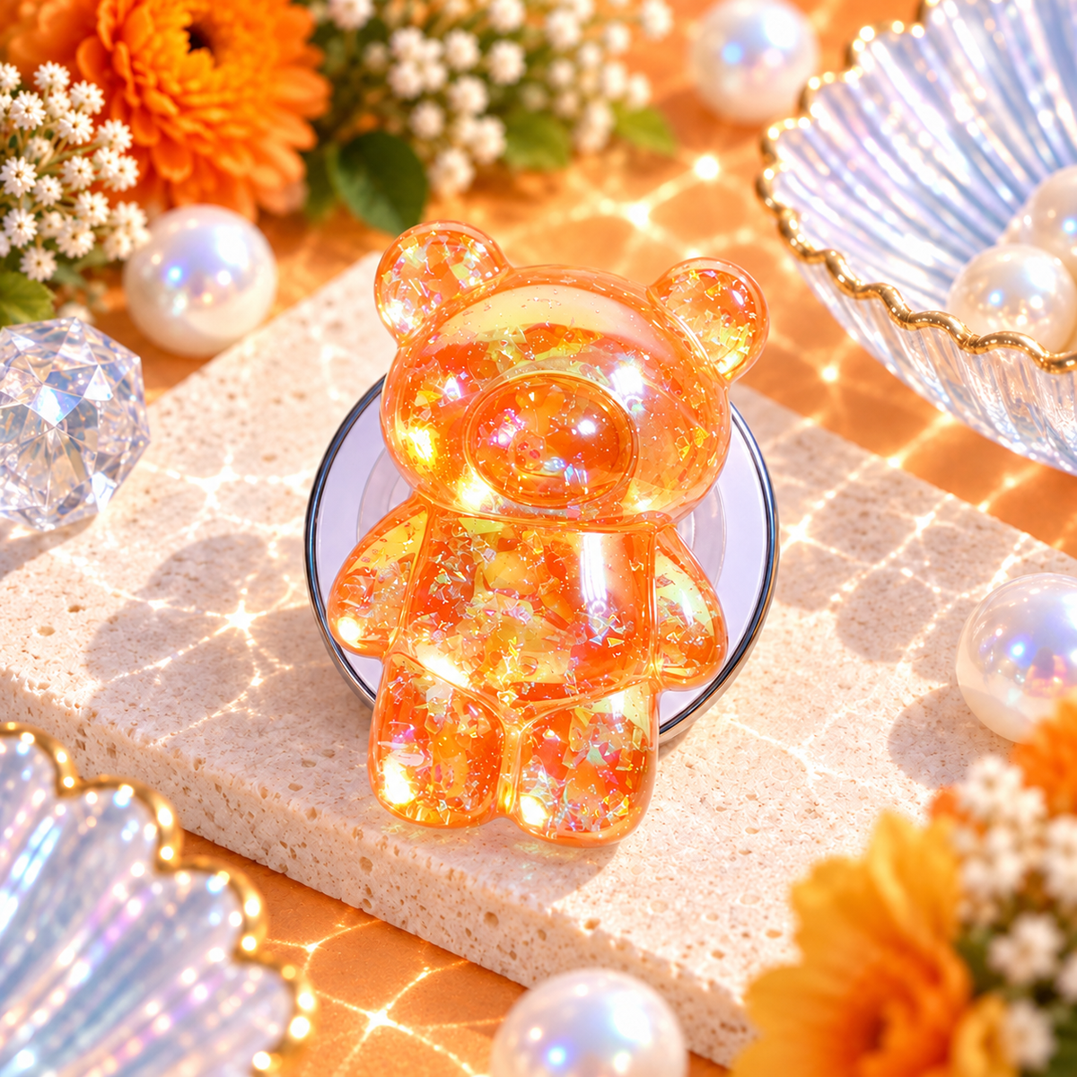 Glitter Gummy – Magnetic 3D Bear Phone Grip Stand