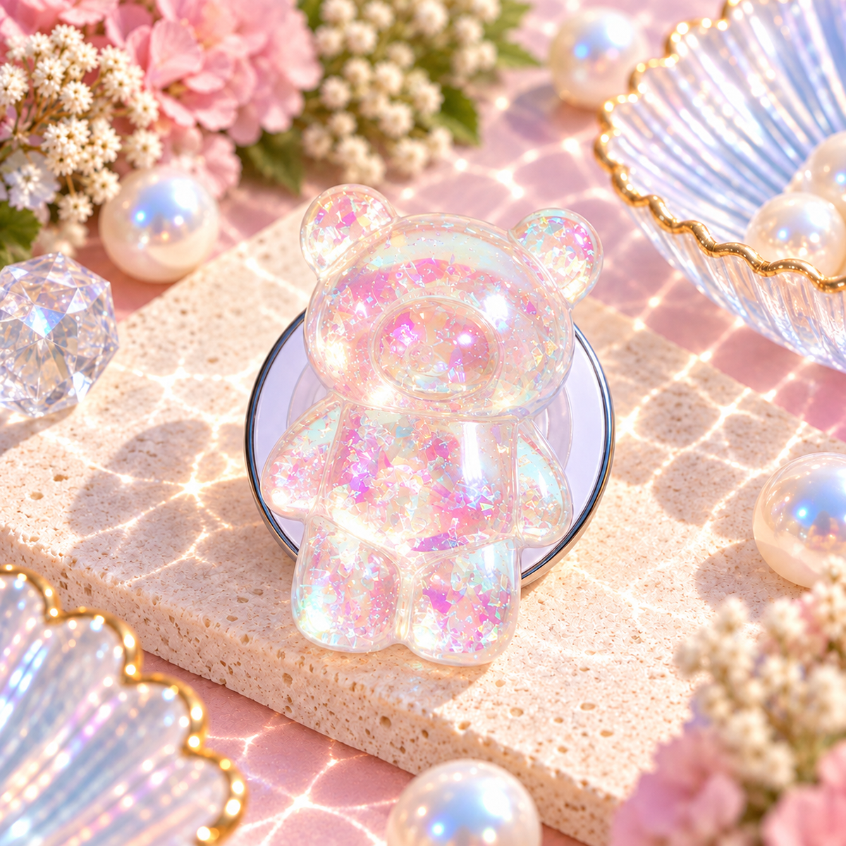 Glitter Gummy – Magnetic 3D Bear Phone Grip Stand