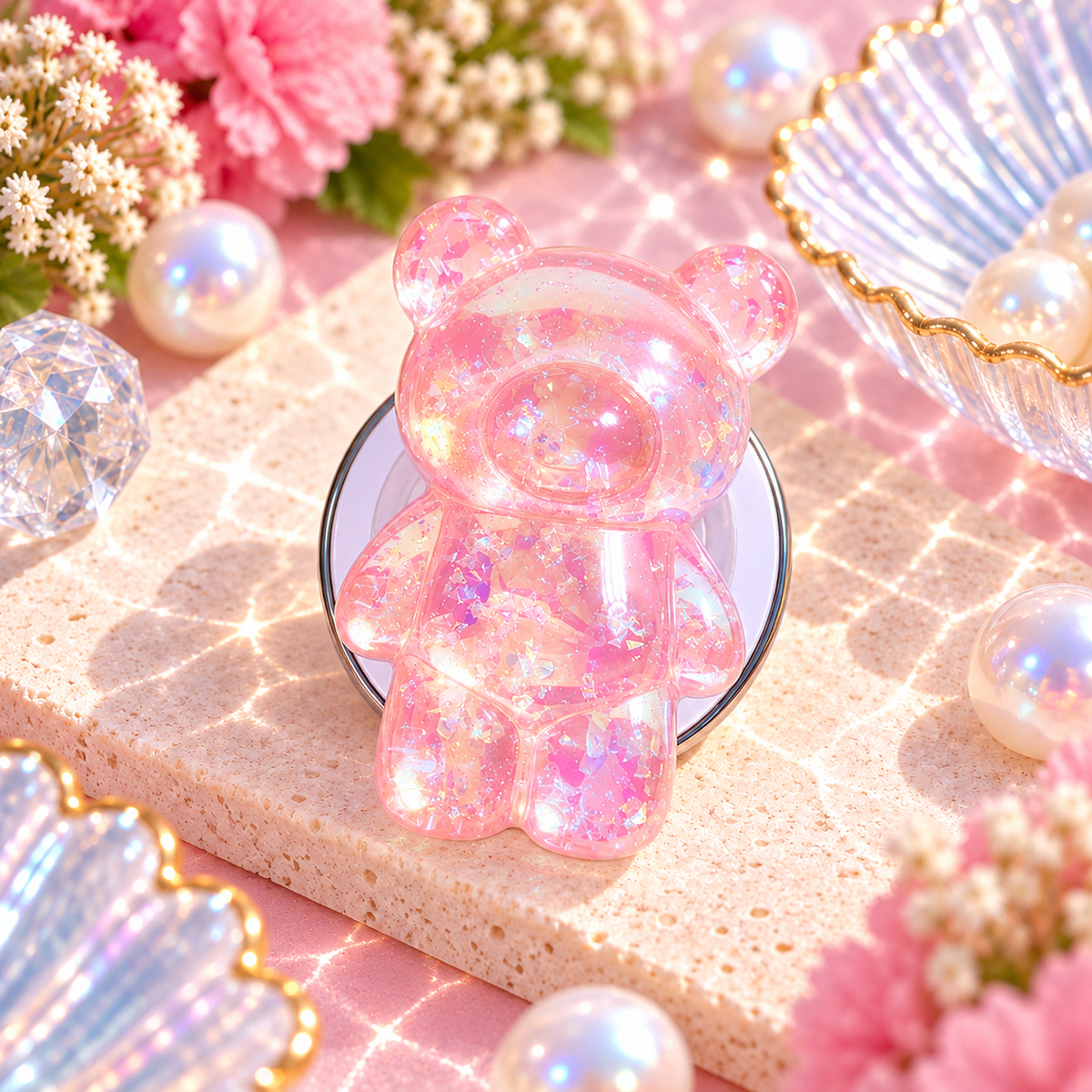 Glitter Gummy – Magnetic 3D Bear Phone Grip Stand