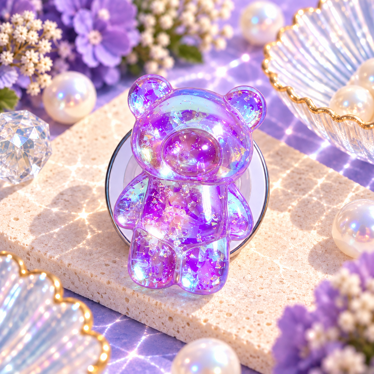 Glitter Gummy – Magnetic 3D Bear Phone Grip Stand
