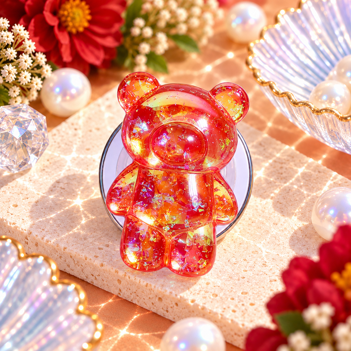 Glitter Gummy – Magnetic 3D Bear Phone Grip Stand