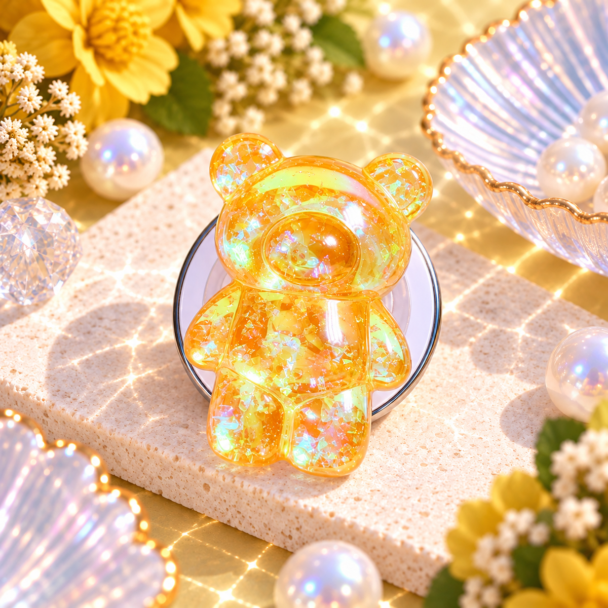 Glitter Gummy – Magnetic 3D Bear Phone Grip Stand