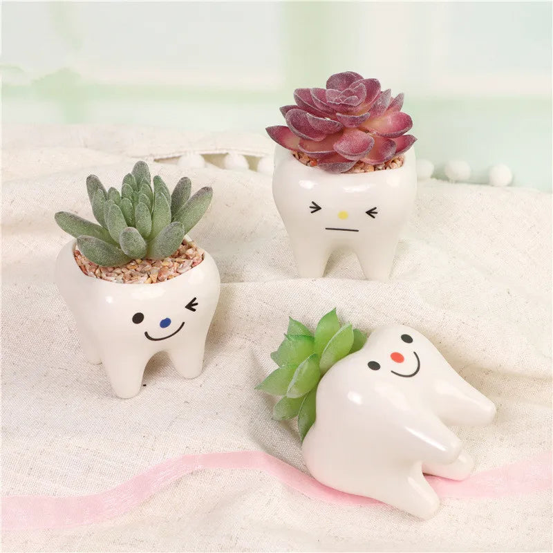 MolarBloom Planter - Dental Tooth Shape Flower Vase