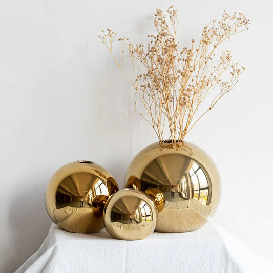 Midas Touch Orb - Golden Ball Ceramic Vase