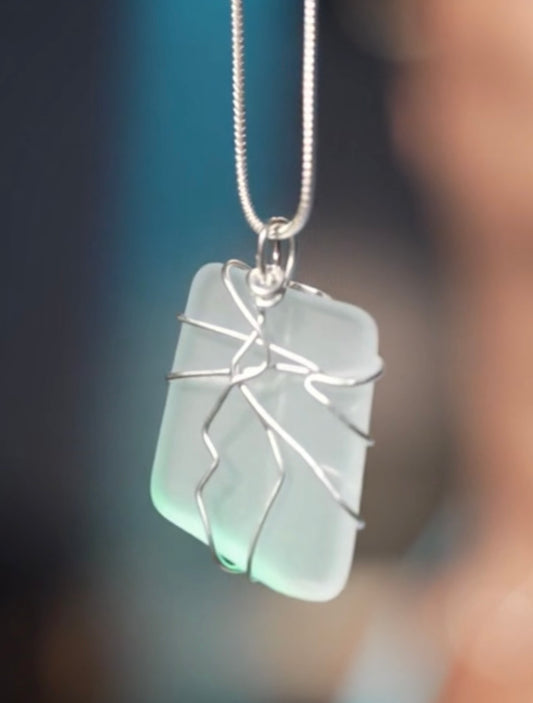 Okinawa Sea Glass Necklace – Hand-Wrapped Pendant