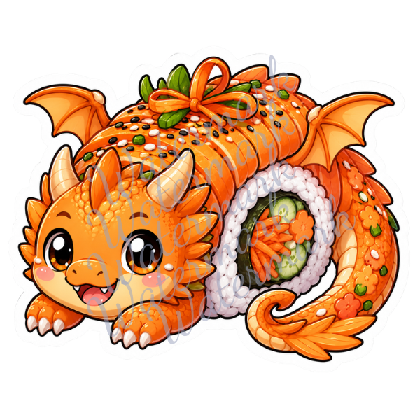Sushi Dragon Stickers 2 Inch - 2.5 Inch High Quality Sticker Set