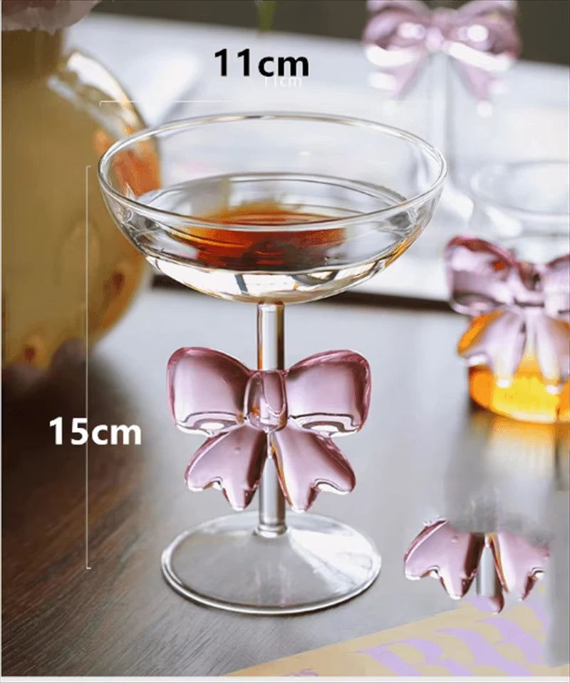 Rosé Ribbon Glass - Pink Bow Glass Goblet Heat-resistant