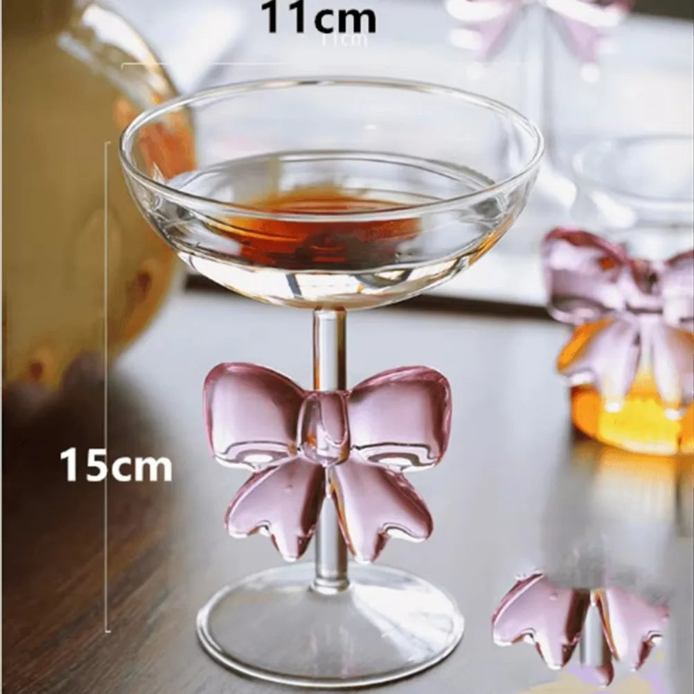 Rosé Ribbon Glass - Pink Bow Glass Goblet Heat-resistant
