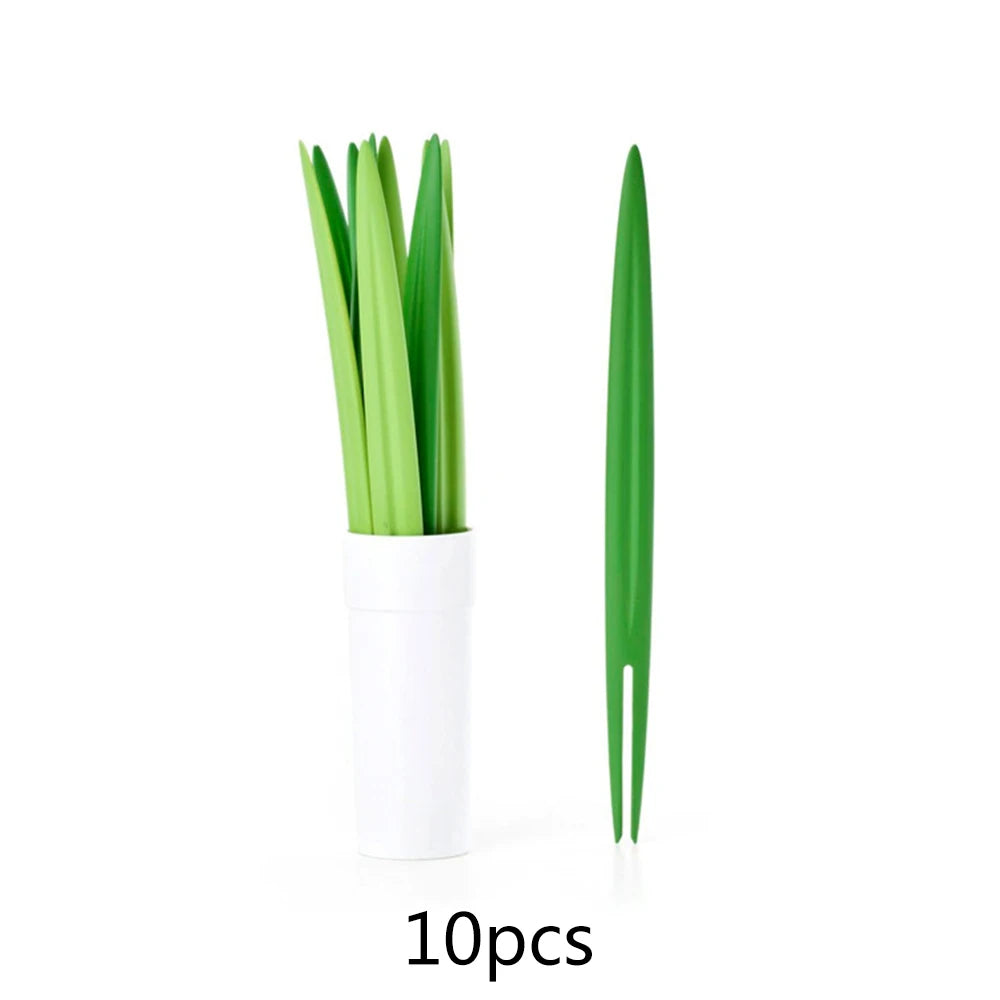BambooBite Mini Set - Creative 10pcs/Set Green Bamboo Leaf Fruit Fork/Cocktail Fork