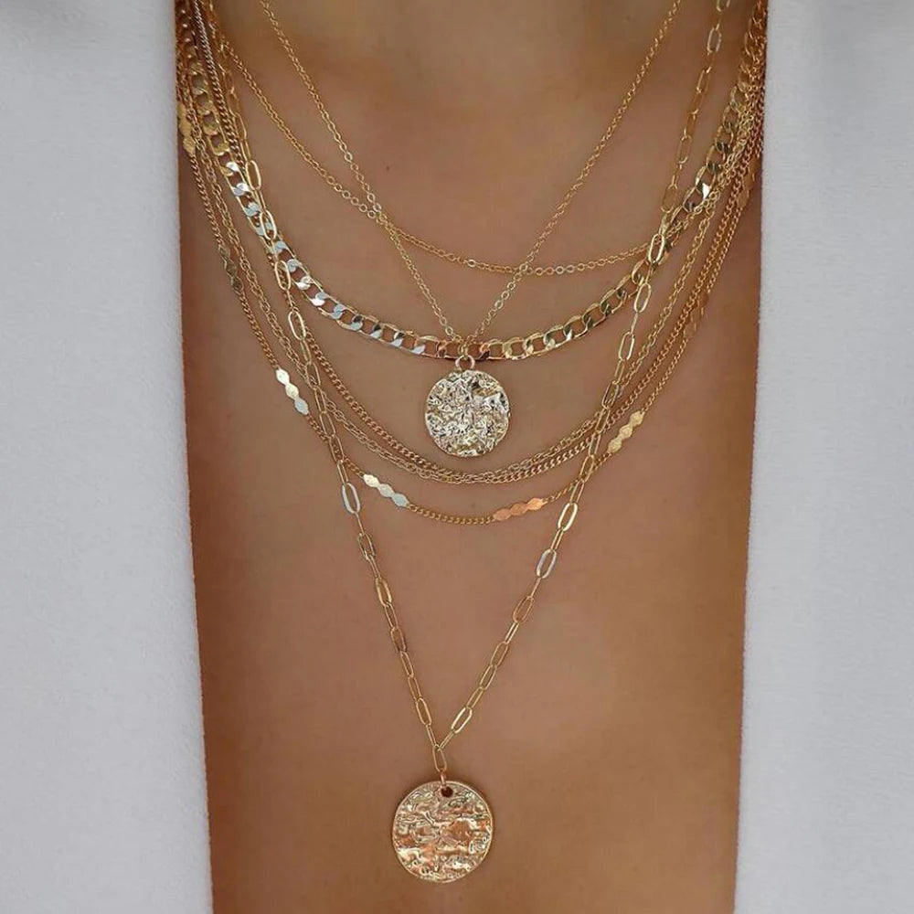 GoldenMystique - Multi-Layer Boho Pendant Necklaces