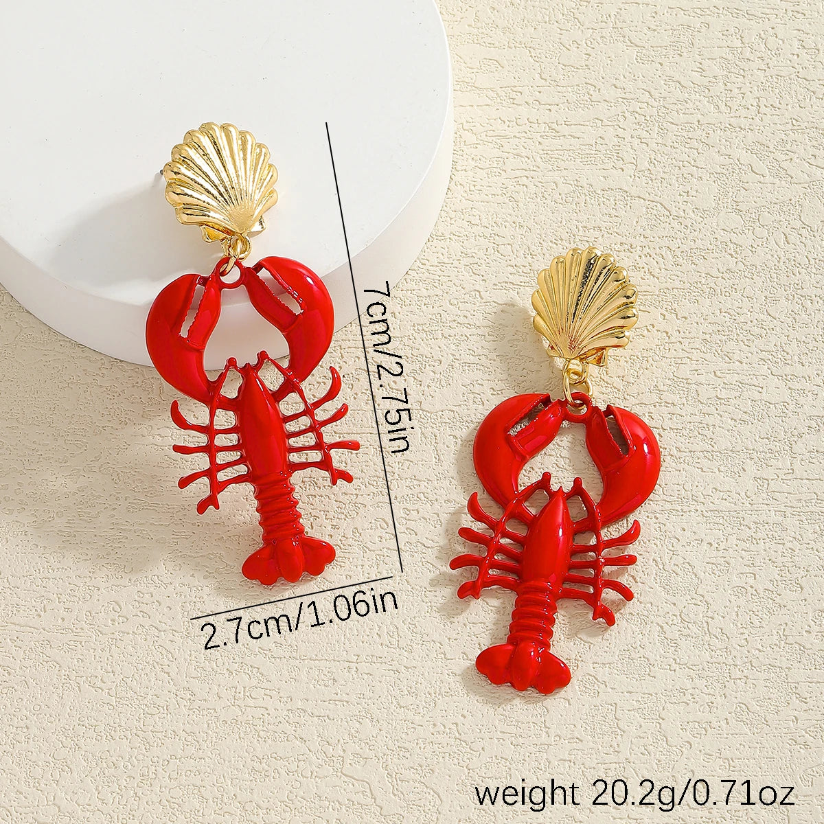 Seaside Lobster Earrings - Red Bake Paint Lobster Shell Dangle Earrings Jewelry Accessories