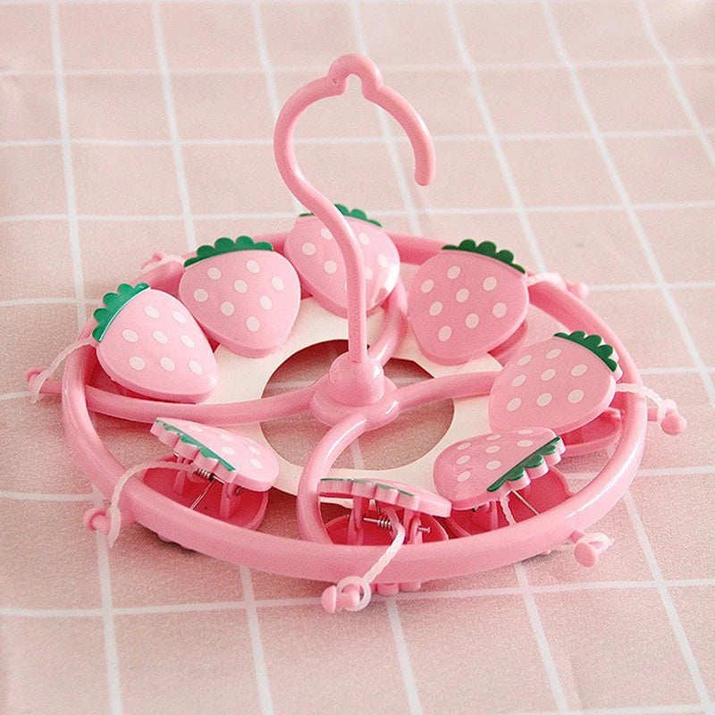 BerryBreeze Hanger - Lovely Strawberry Clothes Drying Hanger, Windproof, Good for Socks small items, Drying Rack Household Heart Storage Laundry Rack