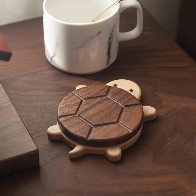 Woodland Shell Coaster - Creative, Cute Shape Black Walnut Solid Wood Turtle Insulation Mat, Good for Kettle Tea, Coaster, Tableware Anti-scald Table Ornaments
