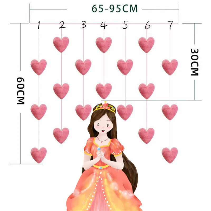 Cupid’s Tassel Twinkle - Girls' Pink Heart Shaped Curtain
