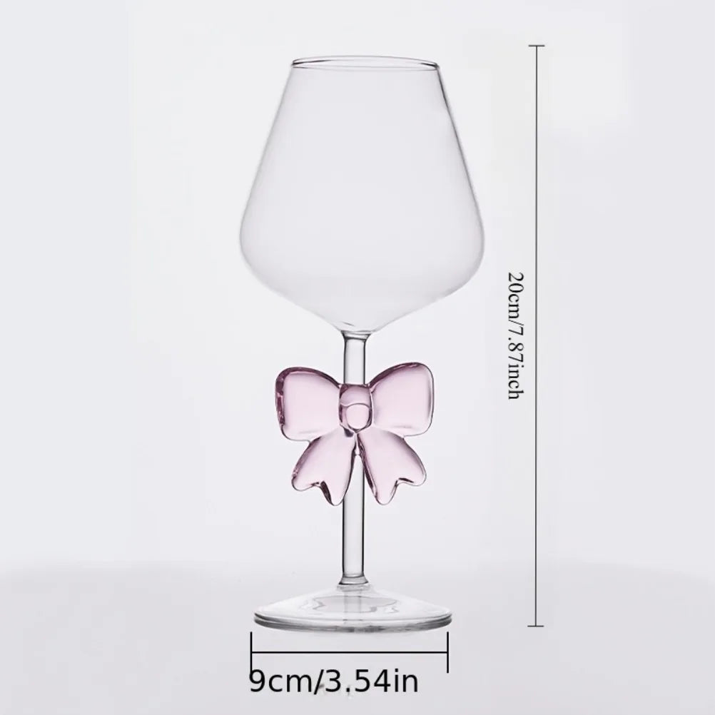 Rosé Ribbon Glass - Pink Bow Glass Goblet Heat-resistant