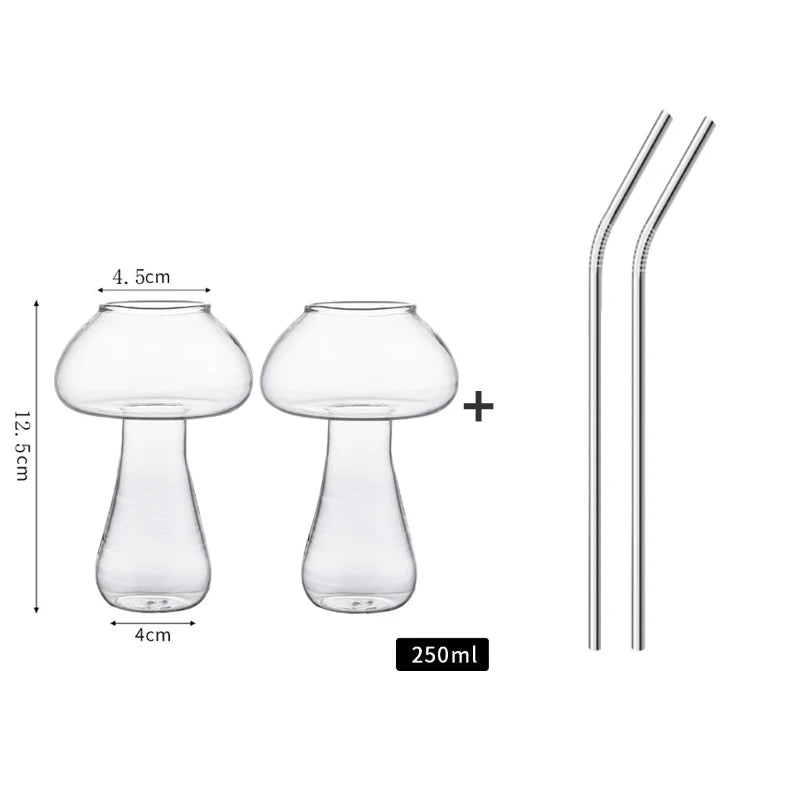 Toadstool Sipper - Mushroom Cocktail Glass Cup with Straw For  drinks Beer Creative Clear Wine Glasses Coffee Cups Drinkware Bar Tool