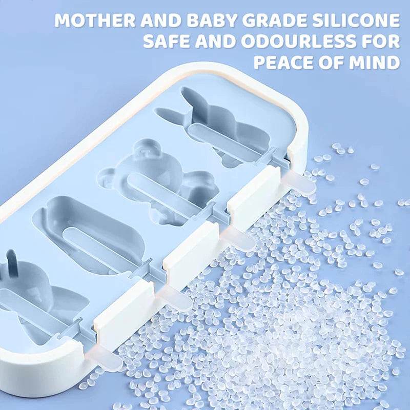 PopsiclePal Set - Popsicles Molds Kids, Baby, Cute Shapes Silicone Mini Popsicle Molds BPA Free Reusable Ice Cream Mold Popsicle Maker Set