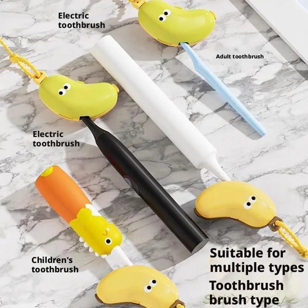 FreshPeel Portable Toothbrush Holder - Must-have Toothbrush Protective Cap Cute Banana Brush Cap Case