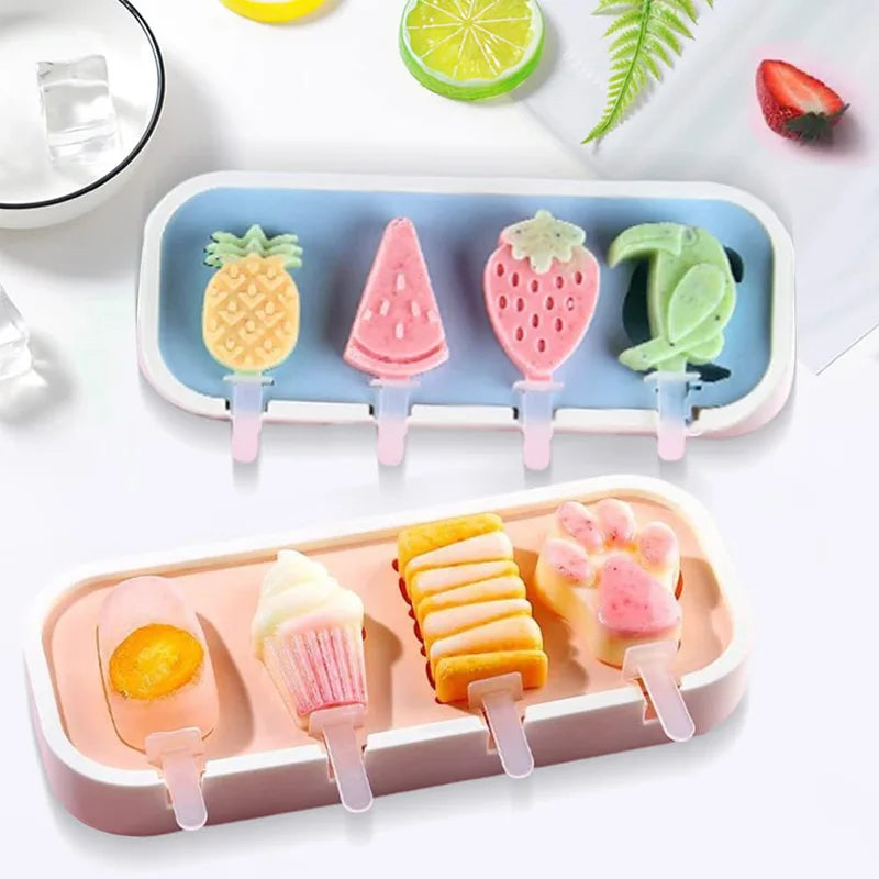 PopsiclePal Set - Popsicles Molds Kids, Baby, Cute Shapes Silicone Mini Popsicle Molds BPA Free Reusable Ice Cream Mold Popsicle Maker Set