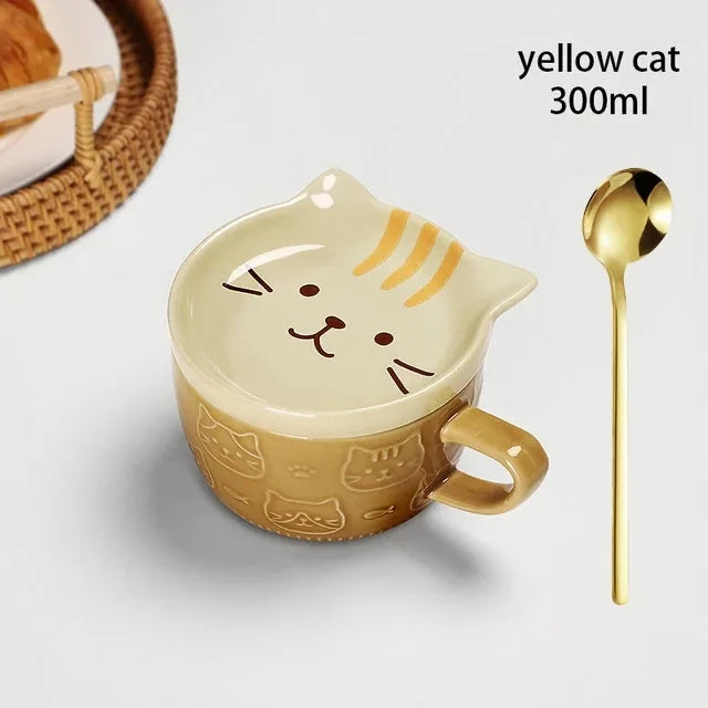 KittyWhisker Brew Bowl - Japanese Cartoon Cat Small Dish combo dish set