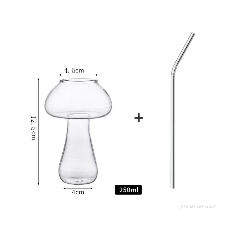 Toadstool Sipper - Mushroom Cocktail Glass Cup with Straw For  drinks Beer Creative Clear Wine Glasses Coffee Cups Drinkware Bar Tool